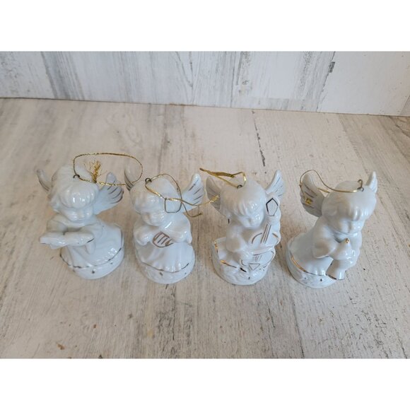 Vintage ceramic gold trim angel religious ornament xmas set - Picture 4 of 8